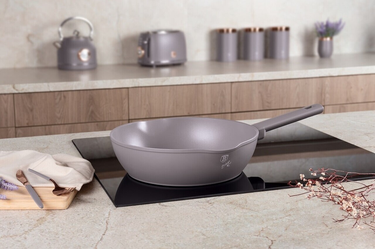 Tigaie adanca Berlinger Haus, Taupe, 28 cm, 3.8 L, aluminiu forjat, taupe mat - imagine 6
